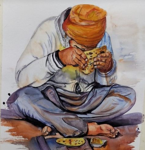 people these don't value food .Some people don't get food ,so please value food and help the people how needs it ... Haryana Day, Good Morning Photography, Diwali Festival Drawing, Farmer Painting, Human Sketch, Paintings Nature, Human Figure Sketches, Watercolor Paintings Nature, Boho Art Drawings