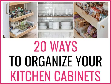 These brilliant ways to organize your kitchen cabinets will blow your mind. Easy and quick projects to make your kitchen better organized. Kitchen Lower Cabinet Organization, How To Organize Kitchen Cabinets, Kitchen Cabinets Organization Ideas, Organize Your Kitchen Cabinets, Kitchen Cabinet Organization Ideas, Quick Projects, Organize Your Kitchen, Ways To Organize, Kitchen Hacks Organization