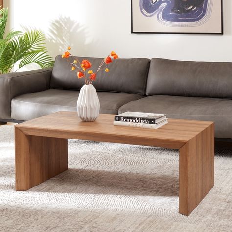 SAFAVIEH Home Collection Woodrow Coffee Table - 43" W x 24" D x 17" H - Bed Bath & Beyond - 39076889 Rustic Accent Table, Minimal Coffee Table, Centre Table Living Room, Sled Coffee Table, Meja Sofa, Door Coffee Tables, Tea Table Design, Coffee Table Stand, Modern Wood Coffee Table