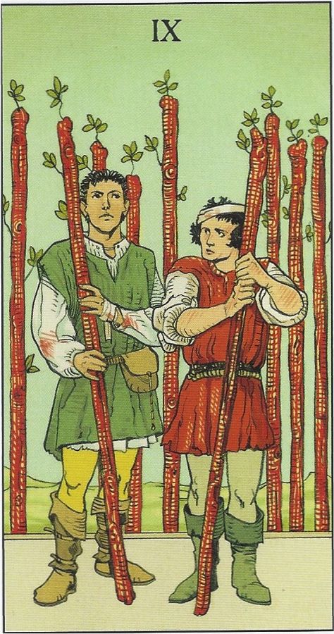 scan-2016-11-18-0002-21 Nine Of Wands, Tarot Decks Art, All Tarot Cards, Wands Tarot, Swords Tarot, Le Tarot, Tarot Book, Online Tarot, Book Page Art