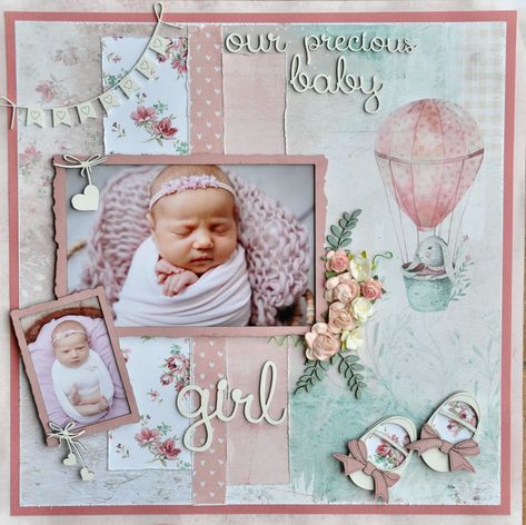 Baby Girl Layouts Scrapbooking Ideas, Baby Girl Scrapbook Ideas, Baby Book Scrapbook Ideas, Baby Scrapbook Page Ideas, Baby Girl Scrapbook Page Ideas, Newborn Scrapbook Ideas, Scrapbook Ideas Baby, Babybook Scrapbook, Baby Scrapbook Layouts