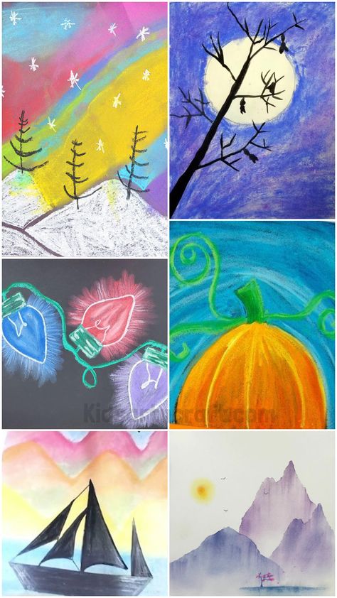 Easy Chalk Drawings on Paper For Kids And Beginners Pastel Art Animals, Chalk Drawings On Paper, Chalk Pastel Art Ideas Easy, Art Ideas Elementary, Pastel Colours Drawing, Chalk Pastel Art Ideas, Pastel Art Ideas, Easy Chalk Drawings, Green Drawing