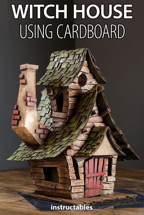 Casa Halloween, Fairy House Diy, Glitter Houses, Halloween Village, Cardboard House, Putz Houses, Fairy Garden Houses, Cardboard Art, Witch House