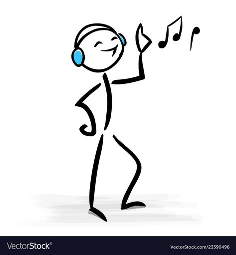 Happy Man Drawing, People Singing Drawing, Listening To Music Drawing, Listening Music, Man Singing Drawing, Listen To Music, Person Listening To Music Drawing, Drawing While Listening To Music, Listening To Music Cartoon