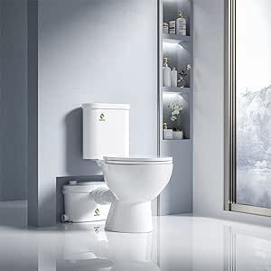 SUPERFLO Macerating Toilet System Silent & Powerful Upflush Toilet to Bathroom Sink &Tub with 600W Toilet Pump & AC Vent for Basement Basement Plumbing, Upflush Toilet, Basement Toilet, Small Den, Tall Toilets, Sewage Pump, Ac Vent, One Piece Toilets, Flush Toilet