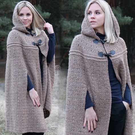 Long Hooded CAPE CROCHET Pattern. PDF Cape Cloak Pattern. - Etsy UK Wrap Jacket Pattern Sewing, Knit Cloak Pattern, Crochet Hooded Cape Free Pattern, Crochet Cloak Pattern Free, Crochet Hooded Cloak, Cloak Crochet Pattern, Hooded Cape Crochet, Crochet Hooded Cape, Crochet Cape Pattern Free