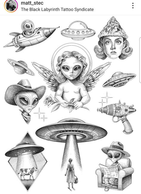 Alien Tattoo Ideas, Alien Tattoos, Medieval Tattoo, Geometric Mandala Tattoo, New Tattoo Designs, Alien Tattoo, Flash Tattoo Designs, Creepy Tattoos, Doodle Tattoo