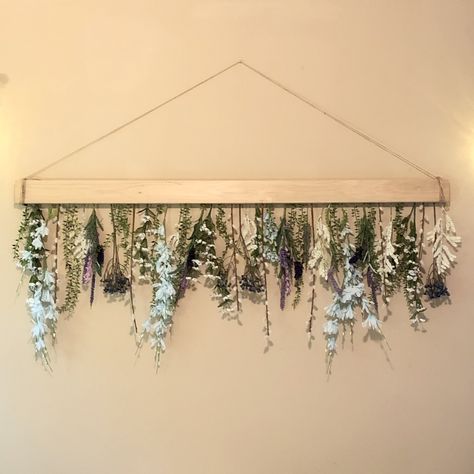 Above Bed Decor With Headboard, Dried Flower Headboard, Diy Above Bed Wall Decor, Flower Headboard, Above Bed Wall Decor, Photography Studio Decor, Room Revamp, Big Blue House, Bed Wall Decor