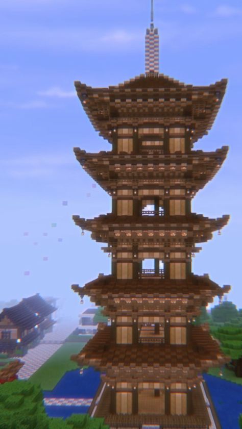 Japanese Temple Minecraft Builds, Japanese Tower Minecraft, Minecraft Japanese Temple, Japanese Minecraft Builds, Minecraft Reference, Minecraft Temple, Minecraft House Decor, Air Temple, Minecraft Japanese House