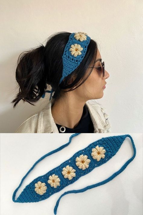 Crochet Flower Headbands, Crochet Hairband, Crochet Headband Pattern Free, Crochet Bandana, Mode Hippie, Mode Crochet, Crochet Headband Pattern, Crochet Hair Accessories, Crochet Business