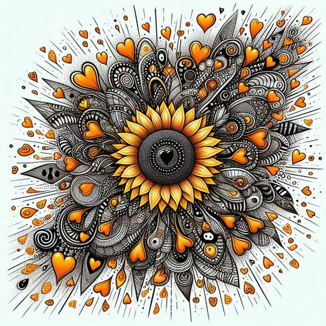 Sunflower Sketch, Sunflower Pics, Thought Wallpaper, Sunflower Sketches, Sunflower Images, Wood Burn Designs, Zen Doodle Patterns, Sublimation Ideas Projects Inspiration, Mushroom Drawing