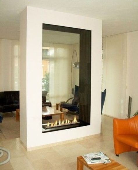 27 Glass Fireplaces To Watch the Fire From All Angles | DigsDigs Double Sided Gas Fireplace, Siding Ideas, Sweet House, Homes Exterior, Double Sided Fireplace, Glass Fireplace, Contemporary Fireplace, Contemporary Apartment, Contemporary Farmhouse