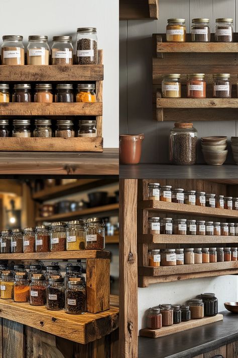 Ready to spice up your kitchen? Learn how to create a charming DIY spice rack using recycled wood. This fun project not only helps you save money but transforms materials that would otherwise go to waste into a functional kitchen organizer. You'll love the freshness it brings to your space while maximizing storage. Perfect for any cooking enthusiast looking to organize spices in an eco-friendly way. Unleash your creativity with step-by-step tips and expert advice for an eye-catching finish to your kitchen decor! Rustic Spice Rack Ideas, Spice Rack Uses, Rustic Spice Rack, Organize Spices, Spice Rack Ideas, Diy Spice Rack, Rustic Kitchens, Diy Spices, Eco Friendly Kitchen