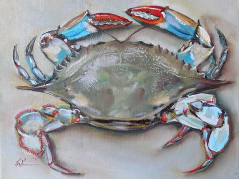 Blue Crab by Kristine Kainer Blue Crab Painting, Crab Painting, Crab Art, Crab Print, Blue Crab, Beach Art, Artist Canvas, Best Canvas, Contemporary Paintings