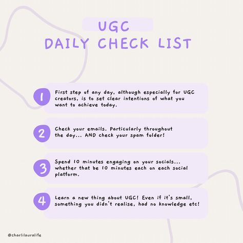 You gotta check out this ugc checklist! If you are a beginner ugc creator give it a go! #ugc Become A Ugc Creator, Ugc Starter Guide, Ugc Beginner Checklist, Vlogging Essentials, Skincare Ugc, Ugc Examples, Ugc Tips, Social Media Content Planner, Channel Ideas