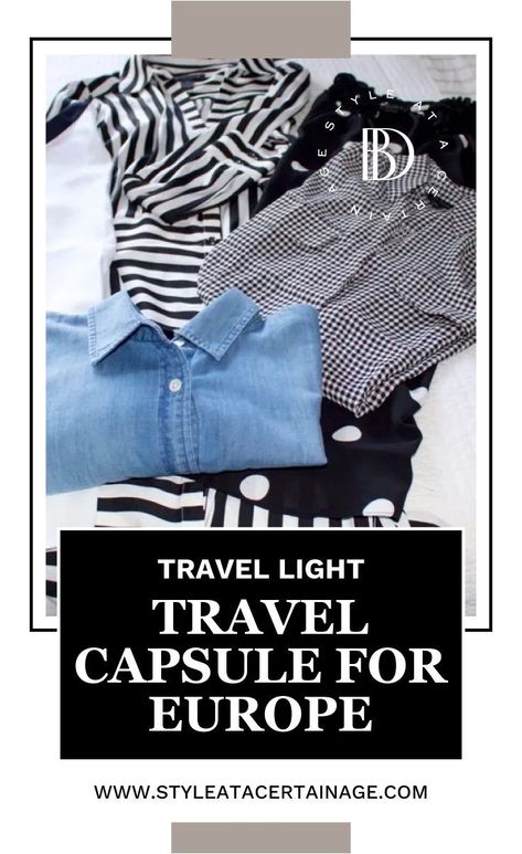 Travel Capsule Wardrobe For Over 60, Black And White Capsule Wardrobe Summer, Black Capsule Wardrobe Summer, Black And White Travel Capsule Wardrobe, Summer Europe Travel Outfits Midsize, Minimalist Travel Wardrobe Summer, Black And White Travel Outfits, Travel Capsule Wardrobe Spring Italy, Capsule Wardrobe Travel Europe