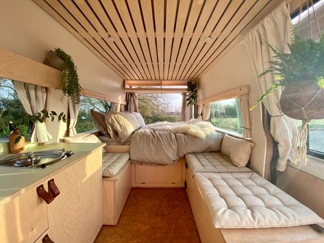 Cabin Style Camper Interior, London Bus Conversion, Cosy Caravan, Van Cabinets, Quirky Campers, Campervan Conversion, Campervan Hire, Kombi Home, Van Conversion Interior