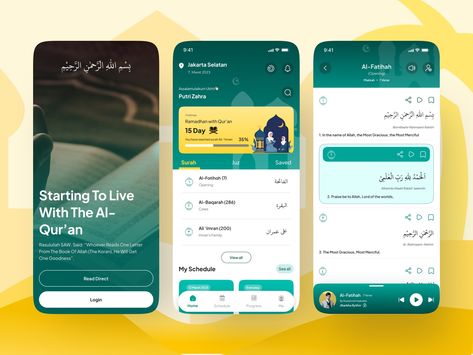 Al-Qur'an App Concept by Ahmad Efendi 💦 for Waffle Space on Dribbble Islamic Apps, Quran Learning Planner, Online Quran Teaching Poster, Quran App, Learn Ux Design, Indeed I Am Near Quran, Job Board, App Ui Design, App Ui