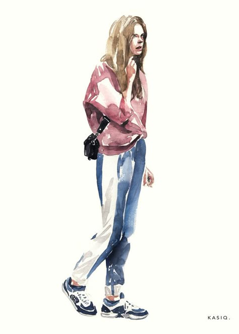 kasiq Fashion Illustration Series 9 on Behance Magazine Sketch, Dress Doodle, Watercolor London, Kasiq Jungwoo, Human Figure Sketches, Illustration Series, Fashion Drawing Sketches, Human Figures, Watercolor Fashion