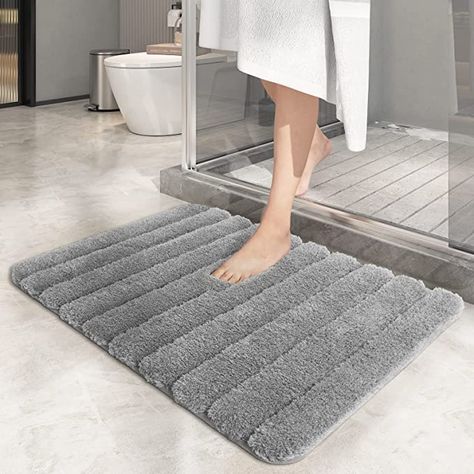 Light Grey Bathroom, Light Grey Bathrooms, Grey Bathroom Rugs, Bathroom Floor Mat, Indoor Door Mats, Bathroom Rugs Bath Mats, Toilet Mat, Cotton Bath Rug, Bathroom Rug Sets