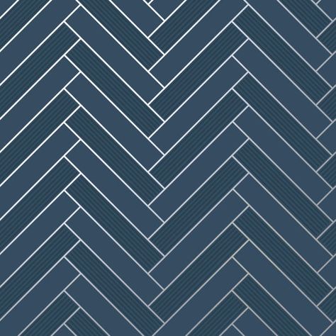 Navy and Blue Wallpapers – Nobletts Wallpaper Blue Herringbone Tile, Navy Tile, Navy Blue Tile, Bevelled Tiles, Chevron Tile, Bathroom Vinyl, Feature Wallpaper, Silver Wallpaper, Navy Wallpaper