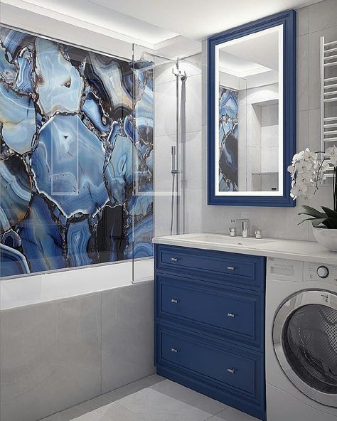 Ideas For Bathroom, Theme Wall, Bedroom Wall Paint, Blue Theme, Luxury Kitchen Design, Small Bathroom Design, Small Bathroom Decor, Master Bedrooms Decor, House Bathroom