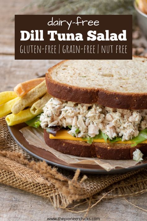 This dairy-free dill tuna salad is the best tuna salad recipe I have ever tried! I know, you may be thinking I’m biased since it is my recipe, but honestly, I like this tuna salad over the pre-made salad I can buy at Whole Foods Market. It is full of flavor, not too dry, contains... Paleo Tuna Recipe, Gluten Free Tuna Salad, Dairy Free Tuna Salad, Dill Tuna Salad, Paleo Tuna Salad, The Best Tuna Salad, Tuna Salads, Paleo Tuna, Best Tuna Salad Recipe