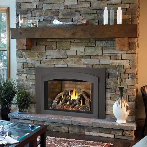 Realistic Gas Fireplace, Ventless Gas Fireplace Ideas, Vented Gas Fireplace Insert, Gas Fireplace Ideas Living Rooms, Black Brick Fireplace, Fireplace Styles, Napoleon Fireplace, Fireplace Safety, Mountain Condo