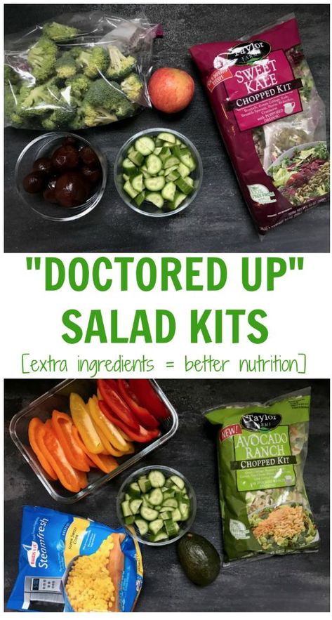 Doctored up salad kits are a great way to get more veggies and healthy ingredients in your diet with the help of this handy grocery store shortcut. Mom To Mom, Homemade Caesar Salad Dressing, Low Calorie Salad, Salad Kit, Salad Kits, Dairy Free Dinner, More Veggies, Chicken Caesar, Chicken Caesar Salad