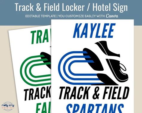 RallyCryDesign - Etsy Track Locker Decorations, Locker Room Decorations, Spirit Posters, Locker Signs, Cheer Posters, Spirit Signs, Locker Decorations, Hotel Door, Travel Team