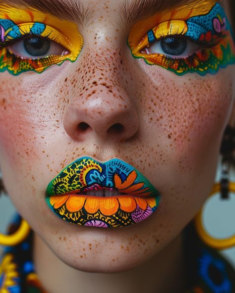 Lipstick Looks, Lip Art Makeup, High Fashion Makeup, Sugar Skull Makeup, Kids Face Paint, Watercolor Paint Set, New Media Art, Art Makeup, Skull Makeup