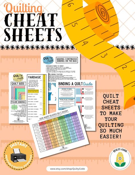 QUILT CHEAT SHEETS, Instant Download, Printable, Quilt Planner, Quilty Cobb - Etsy Quilt Games, Math Basics, Quilting Hacks, Beginner Quilting Projects, Quilt Planner, Quilting Math, Janome Sewing Machine, Beginner Quilt, Quilt Retreat