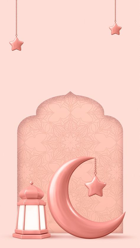 Pink 3D moon phone wallpaper, Ramadan celebration background | free image by rawpixel.com / Busbus Ramadan Wallpaper Iphone Aesthetic, Pink Ramadan Background, Ramadan Wallpaper Beautiful, Ramzan Mubarak Image 2023, Eid Wallpaper Backgrounds, Ramadan Notes, Wallpaper For Editing, Foam Backdrop, Ramadan Background Design