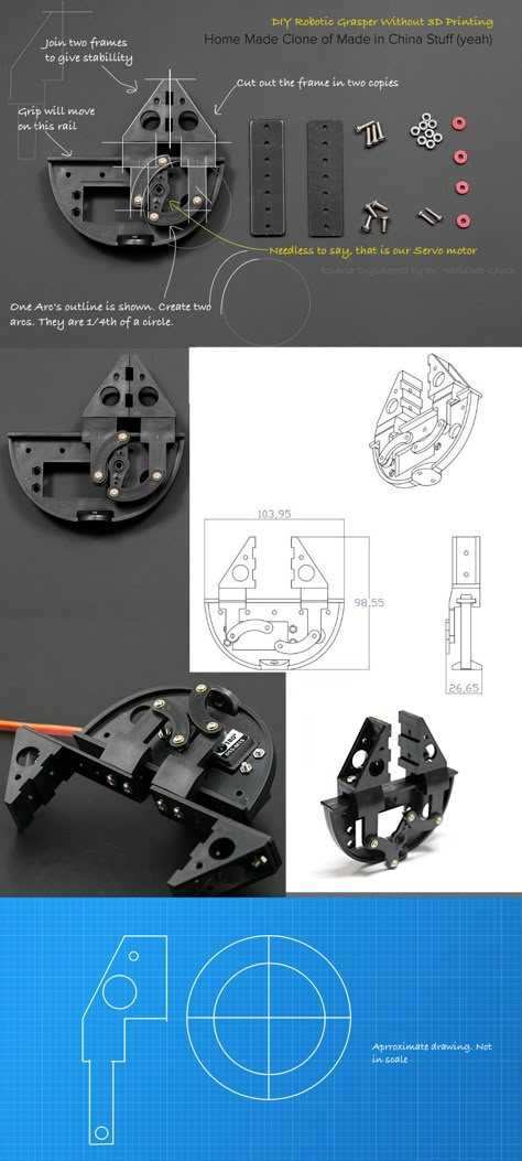 Robot Hand, Robotics Engineering, Technology Diy, Diy Tech, Tech Diy, 3d Cnc, Industrial Design Sketch, Servo Motor, Die Casting