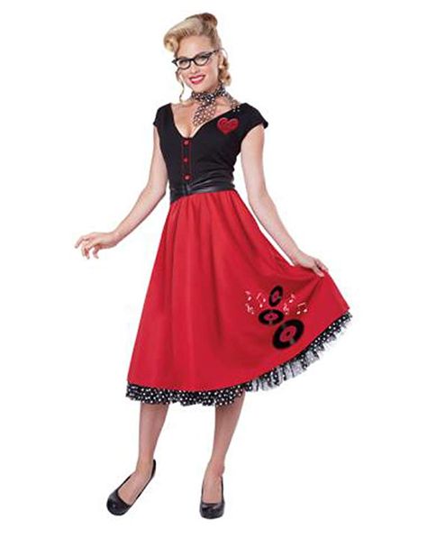 Disfraz Rock And Roll, Poodle Skirt Costume, Pin Up Costume, Poodle Dress, 50s Rock And Roll, Rockabilly Mode, 50s Costume, 1950s Costume, Party City Costumes