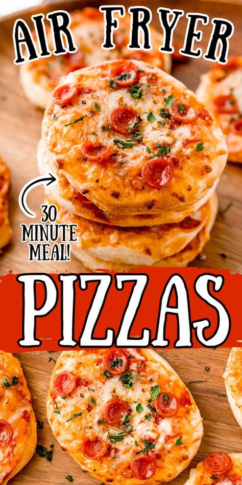 Airfryer Mini Pizza, Biscuit Mini Pizzas, Mini Air Fryer Pizza, Grands Biscuit Pizza Recipes, Grands Biscuit Pizza Air Fryer, Flaky Biscuit Pizza Air Fryer, Air Fryer Biscuit Pizza, Air Fryer Grands Biscuits, Biscuit Pizza Grands