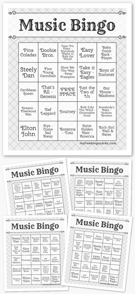 Music Bingo Free Printable, Music Bingo, Yacht Rock, Bingo Printable, Free Cards, Rv Park, Staff Appreciation, Your Cards, Xmas Ideas