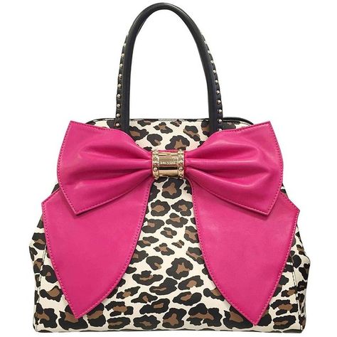 Betsey Johnson Oh Bow Satchel ($128) ❤ liked on Polyvore featuring bags, handbags, pink satchel purse, pink bow purse, bow handbag, satchel purse and betsey johnson handbags Betsy Johnson Bags, Betsy Johnson Purses, Leopard Handbag, Leopard Purse, Bow Purse, Betsey Johnson Purses, Leopard Bag, Favorite Purse, Unique Handbags