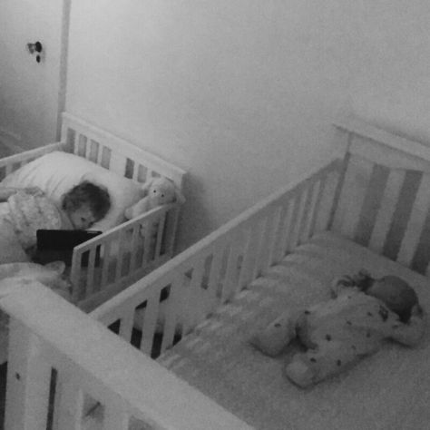 How We Got Our Baby and Toddler to Share a Bedroom Sibling Nursery Shared Bedrooms, Twin Bed And Crib Shared Room Layout, Nursery Shared With Sibling, Toddlers Sharing Room, Toddler Bed And Crib Shared Room, 2 Cribs Shared Room, Toddler Baby Room Share, Toddlers Sharing Bedroom, Two Cribs One Room