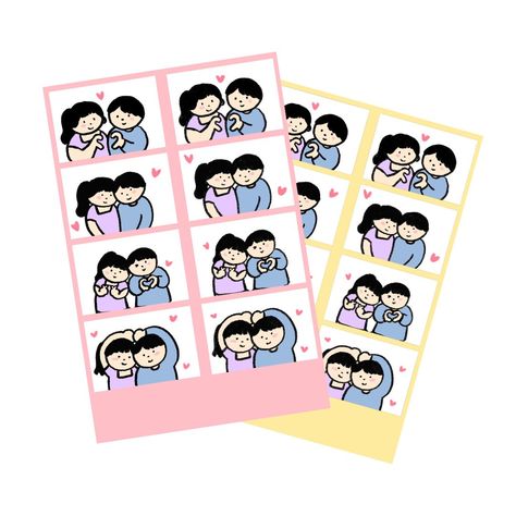 Photobooth Illustration, Photobooth Drawing, Photo Booth Couple, Booth Illustration, Photos To Print, Photobooth Photos, White Photo Frames, Photo Strip, Print Photos