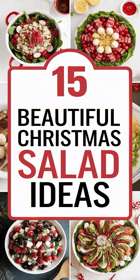 15 Christmas Salad Recipes to Brighten Your Holiday Table Salad Recipes Holidays, Salads For Kids, Roasted Veggie Salad, Fancy Salads, Christmas Recipe Ideas, Christmas Salad Recipes, Veggie Salads, Zesty Salad, Christmas Salad