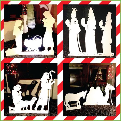 Use inexpensive plywood sheets to create these beautiful nativity sets that will last for generations. Use for your front yard or church. Simply download the patterns, tape your 8.5x11 paper together and trace or cut them out. Use a jigsaw to cut your shapes, add some paint and you're ready to go. Follow my blog at jonagiammalva.com and join my mailing list for more creative ideas. Plywood Nativity Scene Diy, Plywood Nativity Scene Pattern, Yard Nativity Scene Diy Wood Patterns, Diy Christmas Yard Art, Outdoor Nativity Set, Nativity Diy, Nativity Pattern, Christmas Nativity Scene Diy, Outdoor Nativity Sets