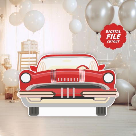 Sock Hop Decorations, 50s Room Decor, Car Cutout, 50s Room, 50s Sock Hop, Car Printable, Sock Hop Party, Birthday Party Decorations For Adults, Vintage Automobiles