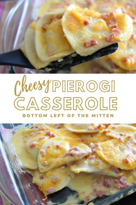 Cheesy Pierogi Casserole Ham And Perogie Casserole, Pierogi Casserole Perogie Lasagna, Ham And Pierogi Casserole, Easy Pierogi Casserole, Perogy Casserole Baked, Perogies Side Dish, Perogi Casserole, Baked Perogies, Lazy Pierogi