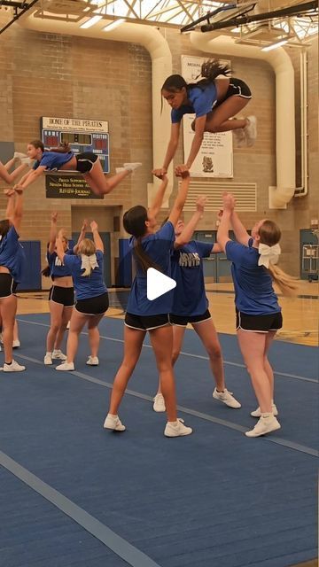 Partner Cheer Stunts, Level 3 Cheer Stunts, Easy Cheerleading Stunts, Easy Cheer Stunts, Easy Cheers, Fundraising Poster, Basketball Cheers, Cheerleading Stunt, High School Cheer