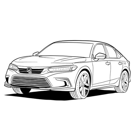 How to draw a 2022 Honda Civic Honda Car Drawing, Civic Drawing, Honda Civic Drawing, Super Car Drawing, Honda Drawing, Civic G10, 2022 Honda Civic, Honda Civic Vtec, Honda Civic Sport