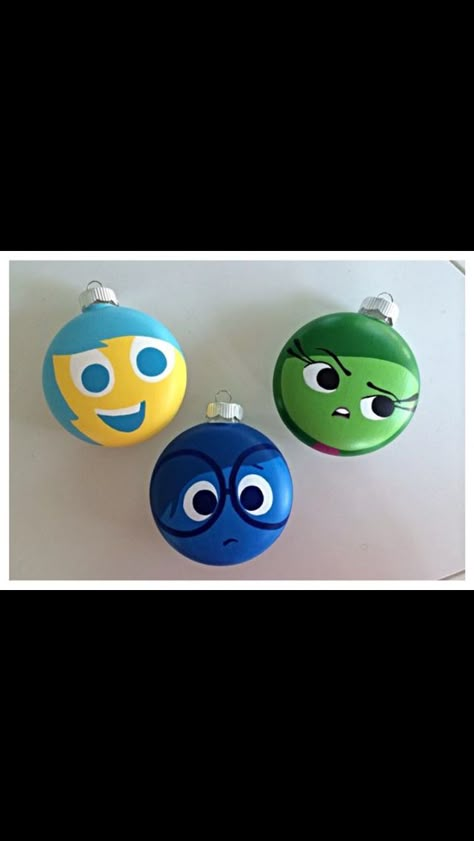 Inside Out Inside Out Ornaments Diy, Inside Out Christmas Tree, Disney Diy Christmas Ornaments, 2023 Ornaments, Disney Princess Ornaments, Holiday Ornaments Diy, Handpainted Christmas Ornaments, Disney Christmas Tree, Diy Glow