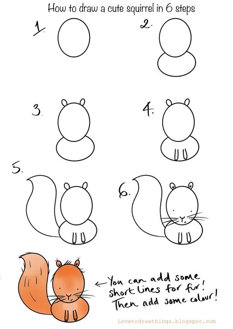 Drawing Squirrel, Trin For Trin Tegning, Ako Kresliť, Easy Animal Drawings, Draw Easy, Easy Drawing Tutorial, Easy Drawings For Kids, Cute Squirrel, Easy Doodle Art