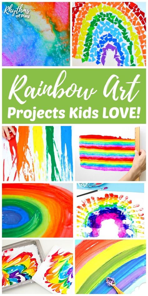 There are so many fun ways children can create rainbow art. This collection of easy rainbow art and craft projects for kids are fun to make on a windy fall day, a gloomy winter morning, a rainy spring day or even a sunny summer afternoon! #artforkids #rainbow #artwork #artsandcrafts #kidsart #artist #craftsforkids #kidscrafts #preschool #kindergarten #toddlers #kids #children Winter Morning, Rainbow Art Projects For Kids, Rainbow Art Projects, Rainy Spring Day, Rainy Spring, Art Projects For Kids, Wood Wall Art Diy, Easy Arts And Crafts, Rainbow Crafts