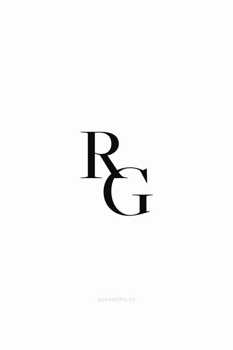 Creative modern RG monogram and logo design inspiration for a wedding couple and wedding stationery design. Minimalist, simple and elegant visual identity design by Jack Watkins, a branding and website designer for visionary entrepreneurs.    #logo #logos #branding #brand  #logodesign Rg Logo Design, Couple Monogram Design, Rg Logo, Wedding Initials Logo, G Logo Design, Logo Design Love, Initials Logo Design, Wedding Logo Monogram, Elegant Logo Design